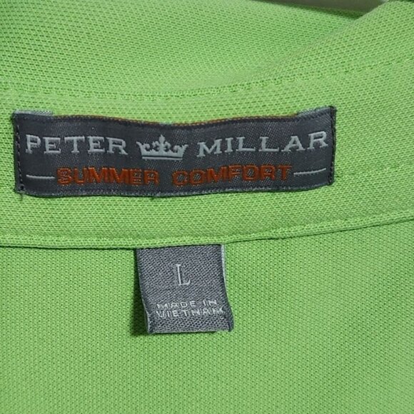 Peter Millar Summer Comfort Polo Shirt Mens Size Large Green Short Sleeve Golf - Picture 4 of 6